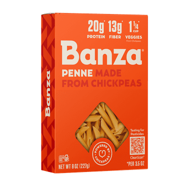 Banza Penne Pasta from Chickpeas - Gluten Free, High Protein, and Lower Carb Shelf-Stable Protein Noodles, 8oz
