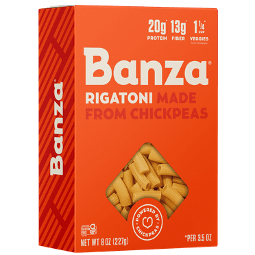 Banza Rigatoni Pasta from Chickpeas - Gluten Free, High Protein, and Lower Carb Protein Noodles, 8oz