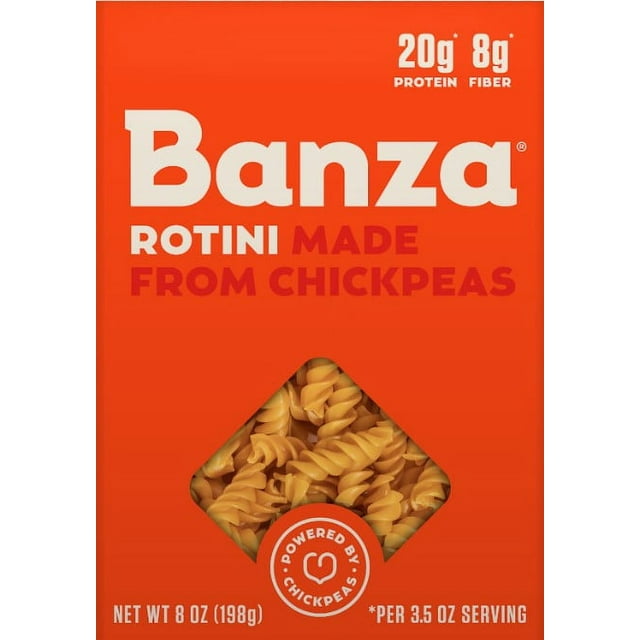 Banza Rotini Pasta – Gluten Free, High Protein, and Lower Carb Shelf-Stable Pasta, 8oz