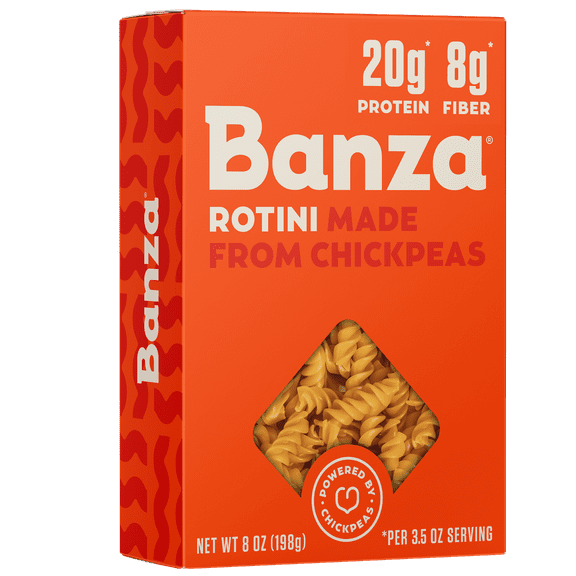 Banza Rotini Pasta - Gluten Free, High Protein, and Lower Carb Shelf-Stable Pasta, 8oz