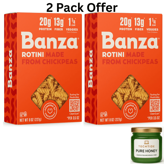Banza Rotini Pasta from Chickpeas - Gluten Free, High Protein, and Lower Carb Protein Noodles, 8oz Box