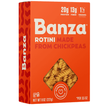 Banza Rotini Pasta from Chickpeas - Gluten Free, High Protein, and Lower Carb Protein Noodles, 8oz