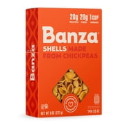 Banza Shells Pasta from Chickpeas - Gluten Free, High Protein, and Lower Carb Protein Noodles, 8oz