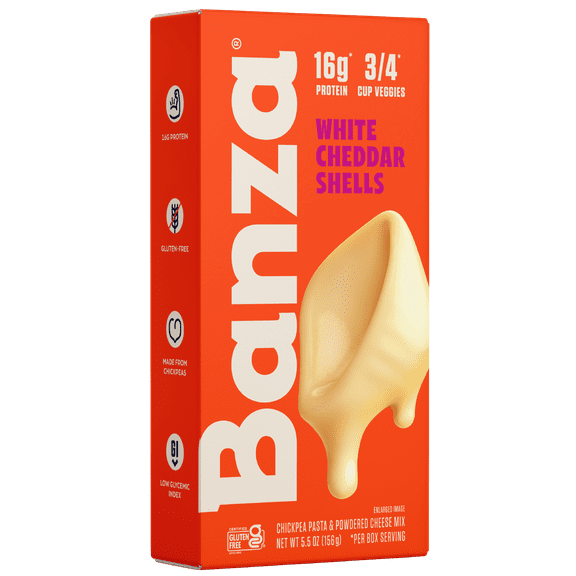 Banza Shells & White Cheddar Mac- High Protein, Gluten Free, Lower Carb Protein Mac and Cheese, 5.5oz