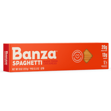 Banza Spaghetti Pasta from Chickpeas - Gluten Free, High Protein, and Lower Carb Protein Noodles, 8oz