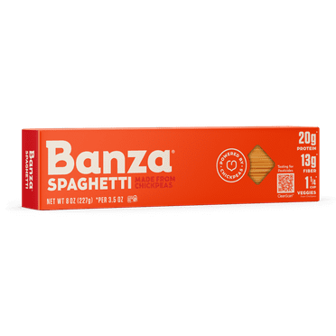 Banza Spaghetti Pasta from Chickpeas - Gluten Free, High Protein, and Lower Carb Protein Noodles, 8oz