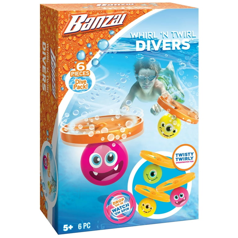 Banzai 6 Piece Whirl N Twirl Water Pool Toy Dive Set Walmart