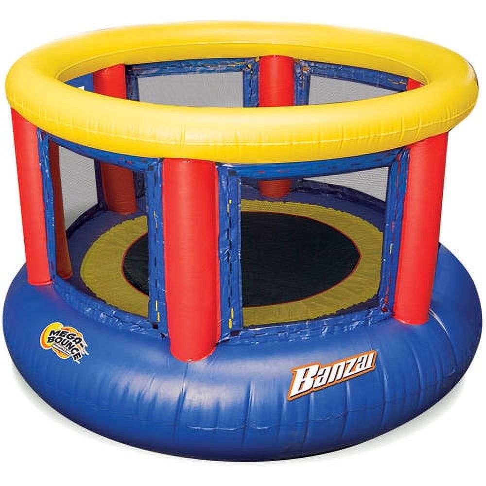 Banzai 8-Foot Mega Bounce Trampoline, Blue/Red/Yellow - image 1 of 3
