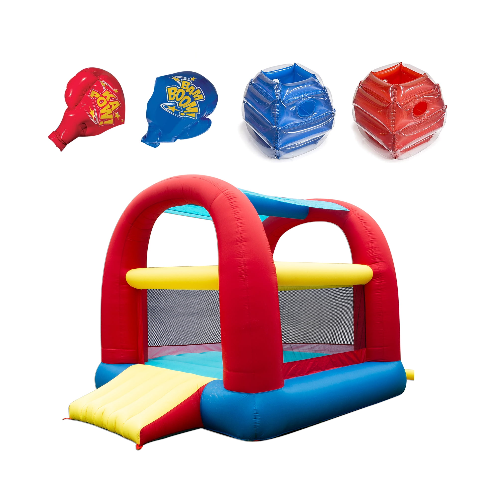 Banzai Inflatable Red and Blue Boxing Gloves with Bounce House
