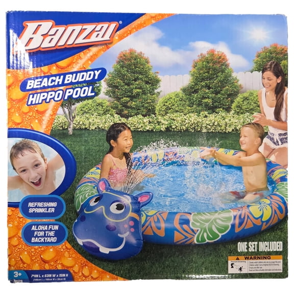Banzai Beach Buddy Hippo Pool Swimming Pool with Sprinkler