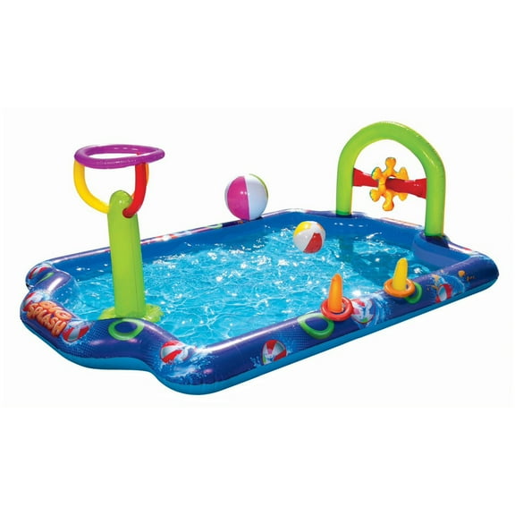 Banzai Big Splash Inflatable Play Center Pool w/ Beach Balls and Toss Rings