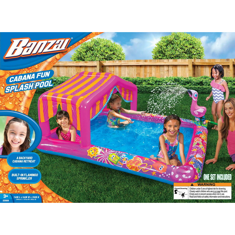 Piscine pour enfants Splish Splash de BANZAI multicolore de 90 po L. x 52  po l. avec toboggan et jets d'eau 99742