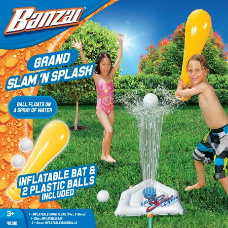 Banzai Grand Slam 'N Splash Sprinkler Baseball Game w/ Inflatable Bat & Ball, Children 3+ Years