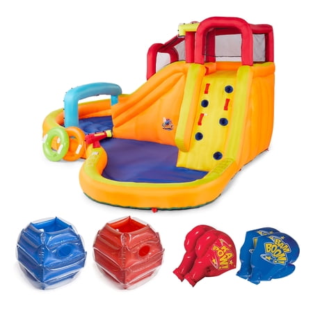 Banzai Inflatable Lazy River Adventure Water Park and Battle Bop Combo Pack