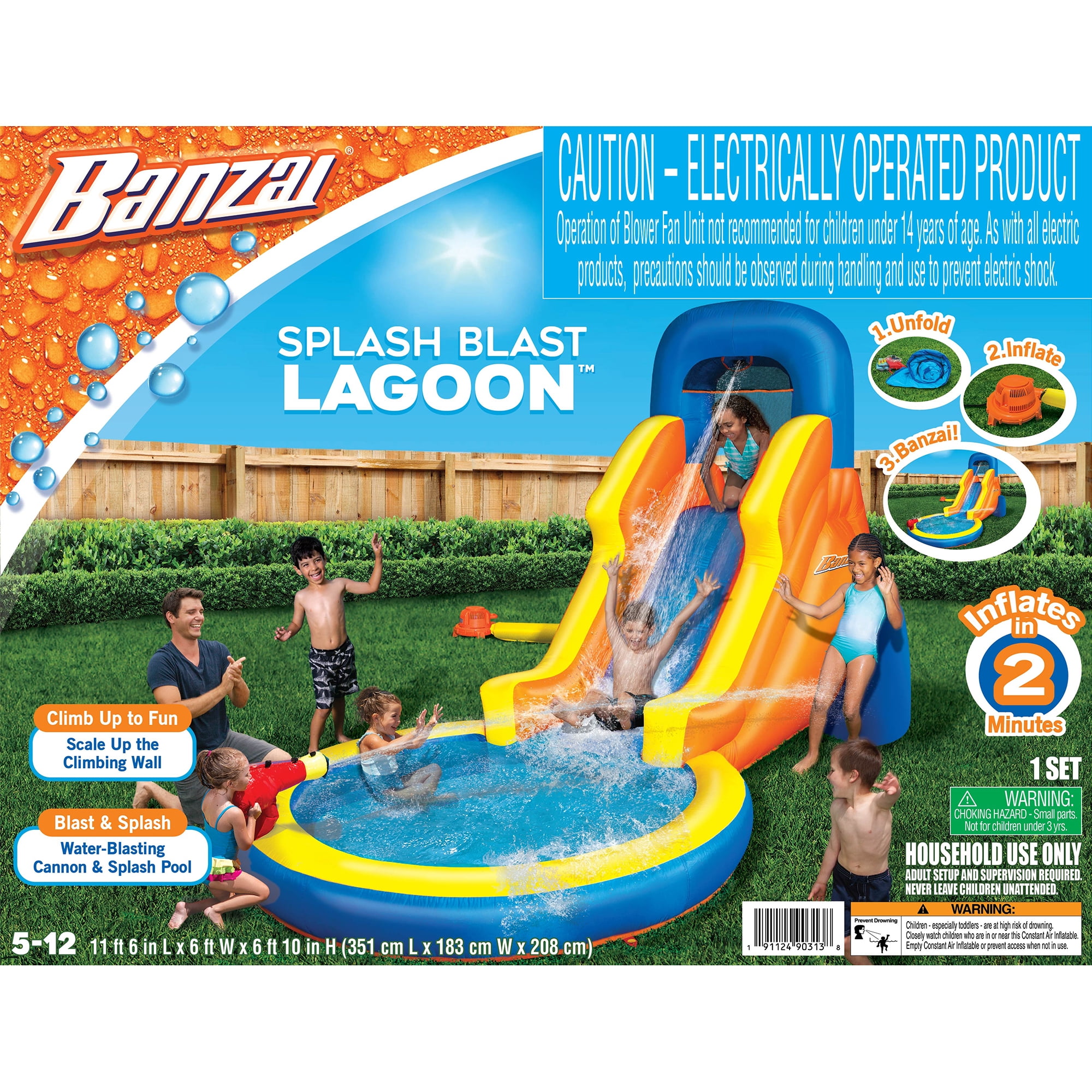 Banzai Inflatable Splash Blast Lagoon Water Park Walmart Com