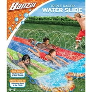 Banzai Kids Triple Racer Inflatable Water Slide, 16 ft x 82 in, Outdoor Splash Toy