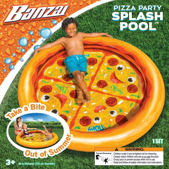 Banzai Pizza Party Splash Pool - Inflatable Summer Fun for Kids