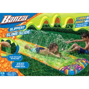 Banzai Slippery Slime Slide (Inflatable 18'L x 30"W Backyard Aqua Water Slide)