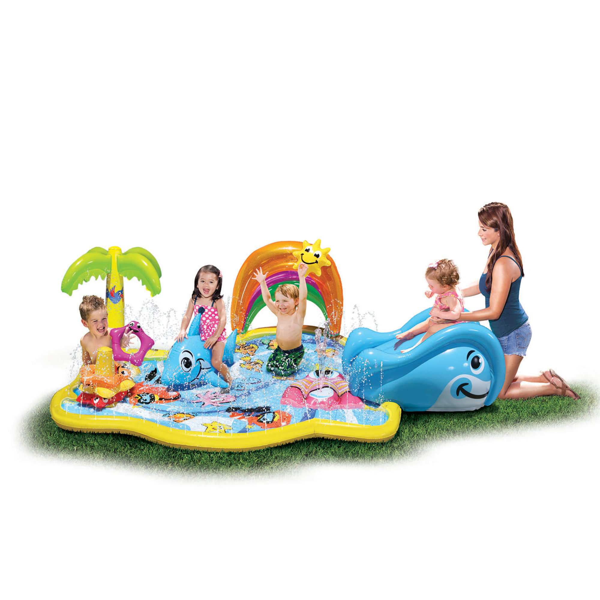 Banzai Splish Splash Water Park JR, Length: 90 in, Width: 52 in, Height: 24 in, Junior Inflatable Outdoor Backyard Water Splash Toy - image 1 of 5