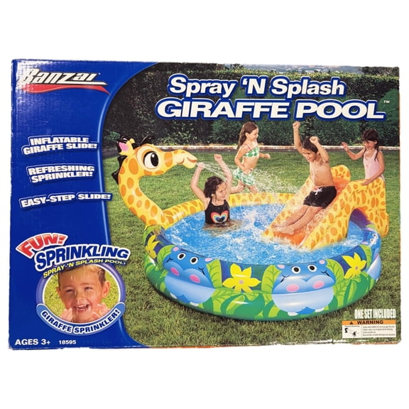 Banzai Spray & Splash Giraffe Pool Swimming Pool with Sprinkler & Slide