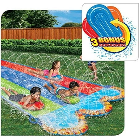 Banzai Triple Racer 16 Ft Water Slide-with 3 bodyboards included