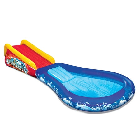 Banzai Inflatable Wave Crasher Surf Water Slide and Kiddie Pool with Body Board