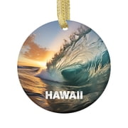 Banzai Wave Hawaii Surfing - Hawaiian Travel Souvenir Landmark Vacation Keepsake Ceramic Christmas Ornament Xmas Holiday Tree Gift