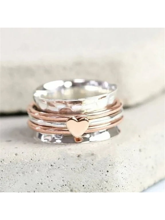 2024 The Newest Rotating Anxiety Relief Heart Design Spinners Rings, Creative Fashion Heart Rings, Love Ring Birthday Gifts For Women,Mothers Day Gifts