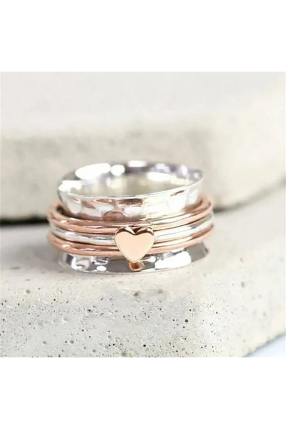 2024 The Newest Rotating Anxiety Relief Heart Design Spinners Rings, Creative Fashion Heart Rings, Love Ring Birthday Gifts For Women,Mothers Day Gifts