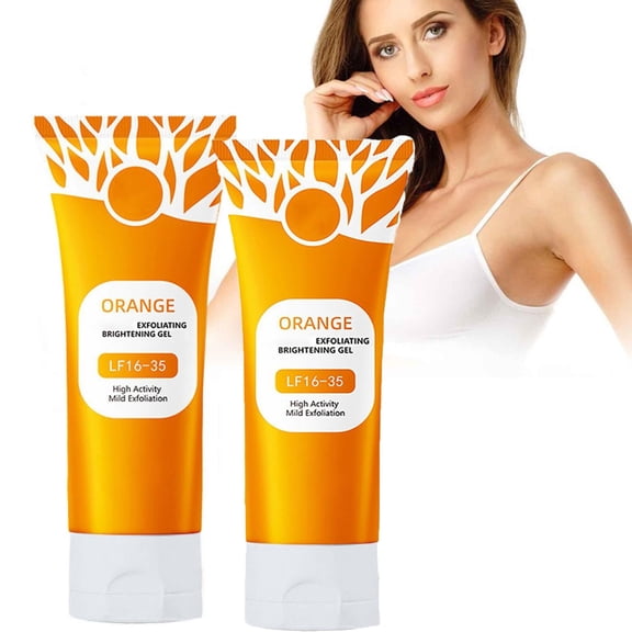 Banzch 2PCS Orange Exfoliating Gel, Moisturizing Smoothing Peeling Gel, Brightening Exfoliator for Face & Body, Gentle Pore Tightening Gel, Natural Orange Scented Scrub