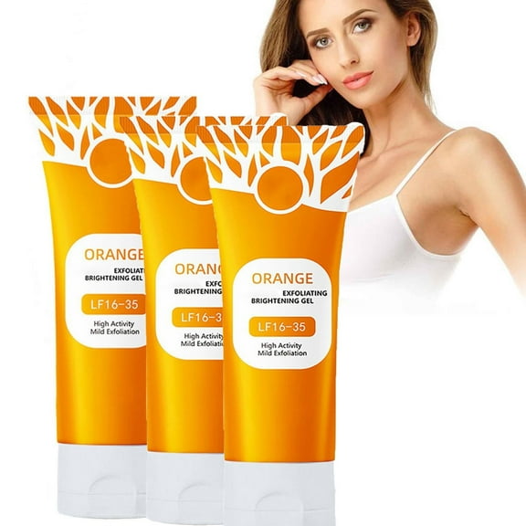 Banzch 3PCS Orange Exfoliating Gel, Moisturizing Smoothing Peeling Gel, Brightening Exfoliator for Face & Body, Gentle Pore Tightening Gel, Natural Orange Scented Scrub