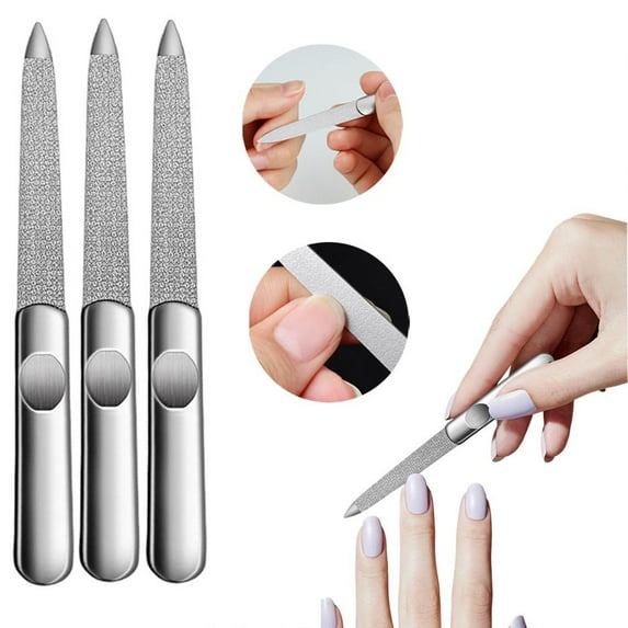 Banzch Metal Nail File,Metal Nail Files For Women,Metal Nail File 4-Inch Stainless Steel Thin Durable Nail Filer With Curved Sharp Pointed Tip Double Sided Manicure Pedicure Toenails Tools,