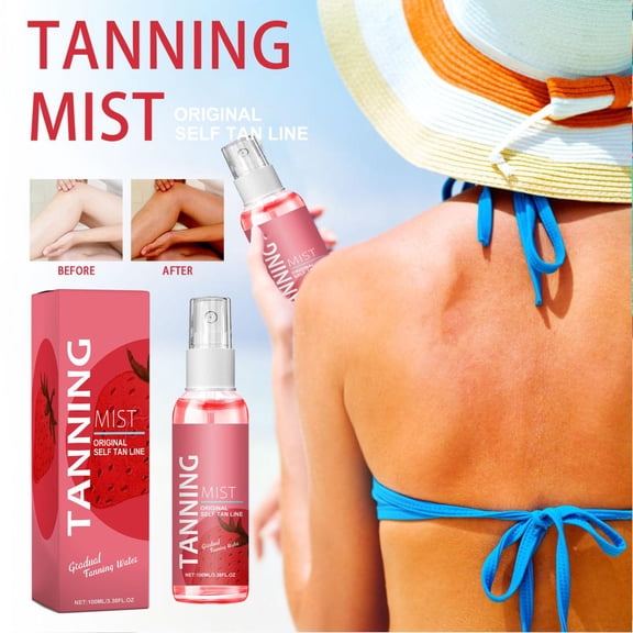 Banzch Strawberry Tanning Mist Face And Body Gradual Self Tanning Water With Hyaluronic And Vitamin B Natural Summer Tan Without Orange Tones 100ml,Mothers Day Gifts