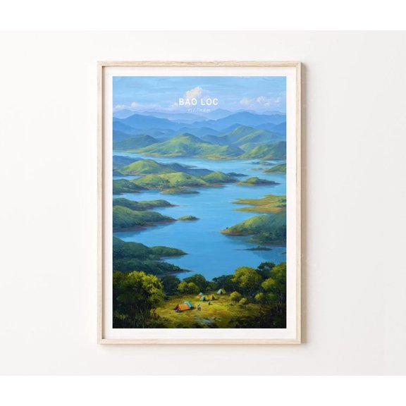 Bao Loc Vietnam Mountain Lake Landscape Wall Art Home Decor