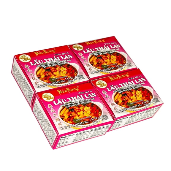 Bao Long LAU THAI LAN Spice Cubes, TOM YUM Thai Cuisine Taste Seasoning 4-ct | 4-Pack (16-Cubes)