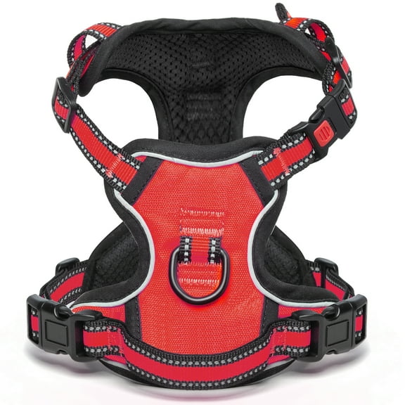 BaoCheng No Pull Vest Harness, Reflective Adjustable Soft Padded Pet Harness with Handle for Small to Large Dogs