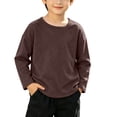 thumbnail image 1 of BaoFuBaoMei Basic Tee Shirt Boys Girls Cotton Solid Color Long Sleeve Tops Slim Crew Neck Fall Outfits for School Daily Wear Outdoor, 1 of 8