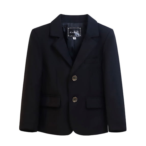 BaoFuBaoMei Blazers for Boys Girls Solid Color Long Sleeve Jacket Button Slim Collared Fall Clothes for Wedding Ring Bearer Formal Event