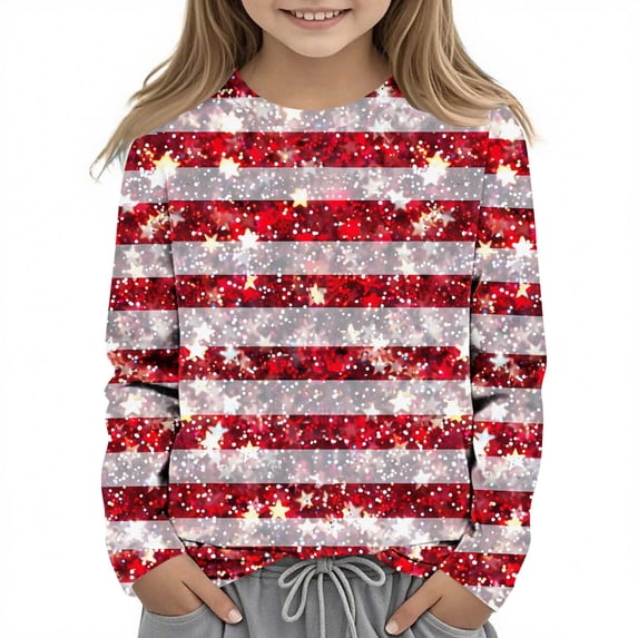 BaoFuBaoMei Boys Girls Fall Tops Christmas Striped Long Sleeve Pullover Shirt Slim Crew Neck Outfits for Christmas Dinner Vacation Holiday