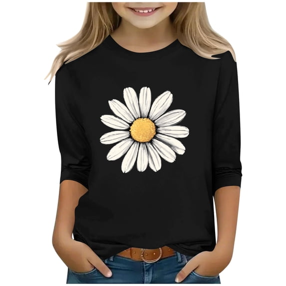 BaoFuBaoMei Boys Girls Long Sleeve Tops Floral Pullover Shirt Slim Crew Neck Fall Outfits for School Daily Wear Outdoor