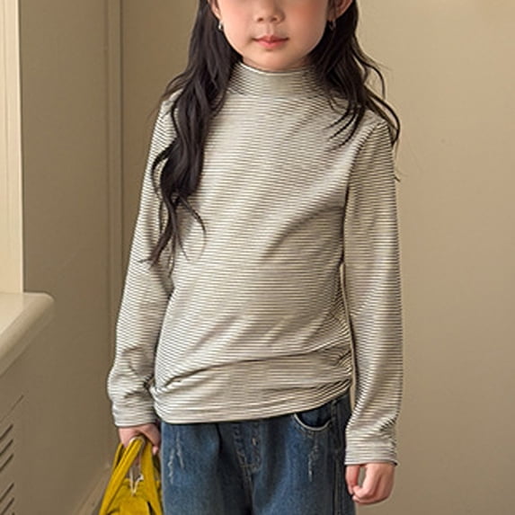 BaoFuBaoMei Boys Girls Long Sleeve Tops Striped Pullover Shirt Loose Mock Neck Fall Clothing for School Daily Wear Outdoor