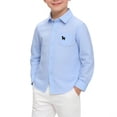 thumbnail image 1 of BaoFuBaoMei Button down Shirt Boys Girls Back to School Cotton Solid Color Long Cuffed Sleeve Tops with Pockets Embroidery Slim Collared Fall Clothing for School Daily Wear Outdoor, 1 of 7