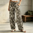 thumbnail image 1 of BaoFuBaoMei Camo Cargo Pants for Women Plus Size Wide Leg Drawstring High Waisted Trousers with Pockets Bottoms Hiking Streetwear, 1 of 7