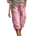 thumbnail image 1 of BaoFuBaoMei Cargo Pants Women Plus Size Loose Drawstring Joggers Solid Capris Pants Summer Casual Trousers with Pockets, 1 of 6