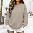 thumbnail image 1 of BaoFuBaoMei Crew Neck Sweatshirt Women Plus Size Long Sleeve Ribbed Trim Pullover Tops Solid Drop Shoulder Fall Winter Outfit, 1 of 5