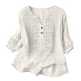 thumbnail image 1 of BaoFuBaoMei Embroidered Tops for Women Plus Size V Neck Elbow Sleeve Shirts Trendy Solid Blouse Loose Breathable Outfit, 1 of 6