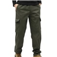 thumbnail image 1 of BaoFuBaoMei Fleece Lined Cargo Pants for Men Fleece Lined Elastic Waist Trousers Multi Pockets Straight Leg Pants Solid Workout Trousers M-5xl, 1 of 4