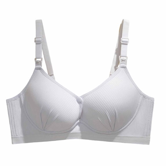 BaoFuBaoMei Front Closure Bras for Women Plus Size Ribbed Wireless Bra Shaping Push up Brassiere Lightweight Adjustable Strap Bralette
