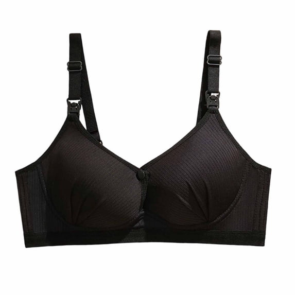 BaoFuBaoMei Front Closure Bras for Women Plus Size Ribbed Wireless Bra Shaping Push up Brassiere Lightweight Adjustable Strap Bralette