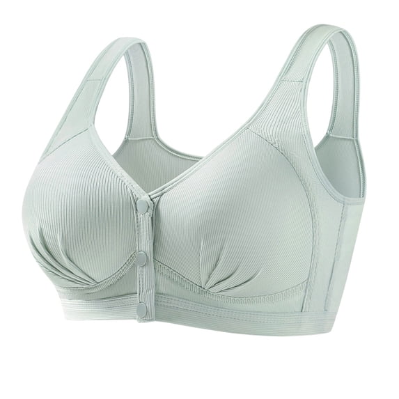 BaoFuBaoMei Front Snap Bras for Women Plus Size Ribbed Wireless Bra Molded Cup Shaping Brassiere Push up Breathable Bralette